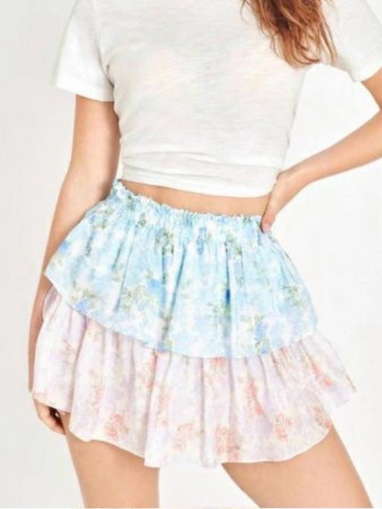 LoveShackFancy Dresses & Skirts - LOVESHACKFANCY Ruffle Mini Skirt in Rainbow Clouds size small new with tags